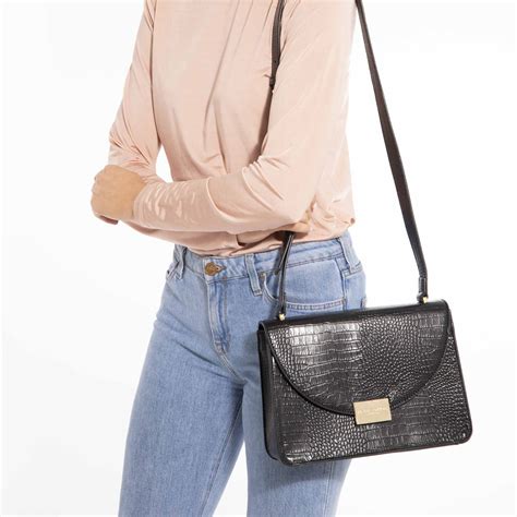 celine faux croc crossbody bag black|Celine handbags sale.